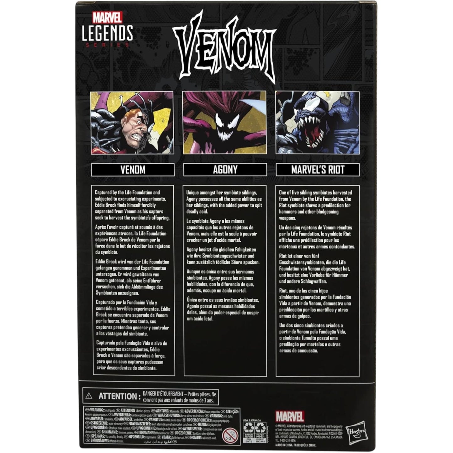 Marvel Legends Series Venom Symbiote Multipack Collectibles Action Figures 6-Inch Hasbro (Venom, Agony & Riot)